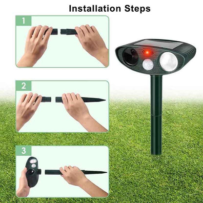BowLift | Solar Powered Ultrasonic Rabbit Repeller with Flashing Light – Effective Pest Control for Gardens and Yards