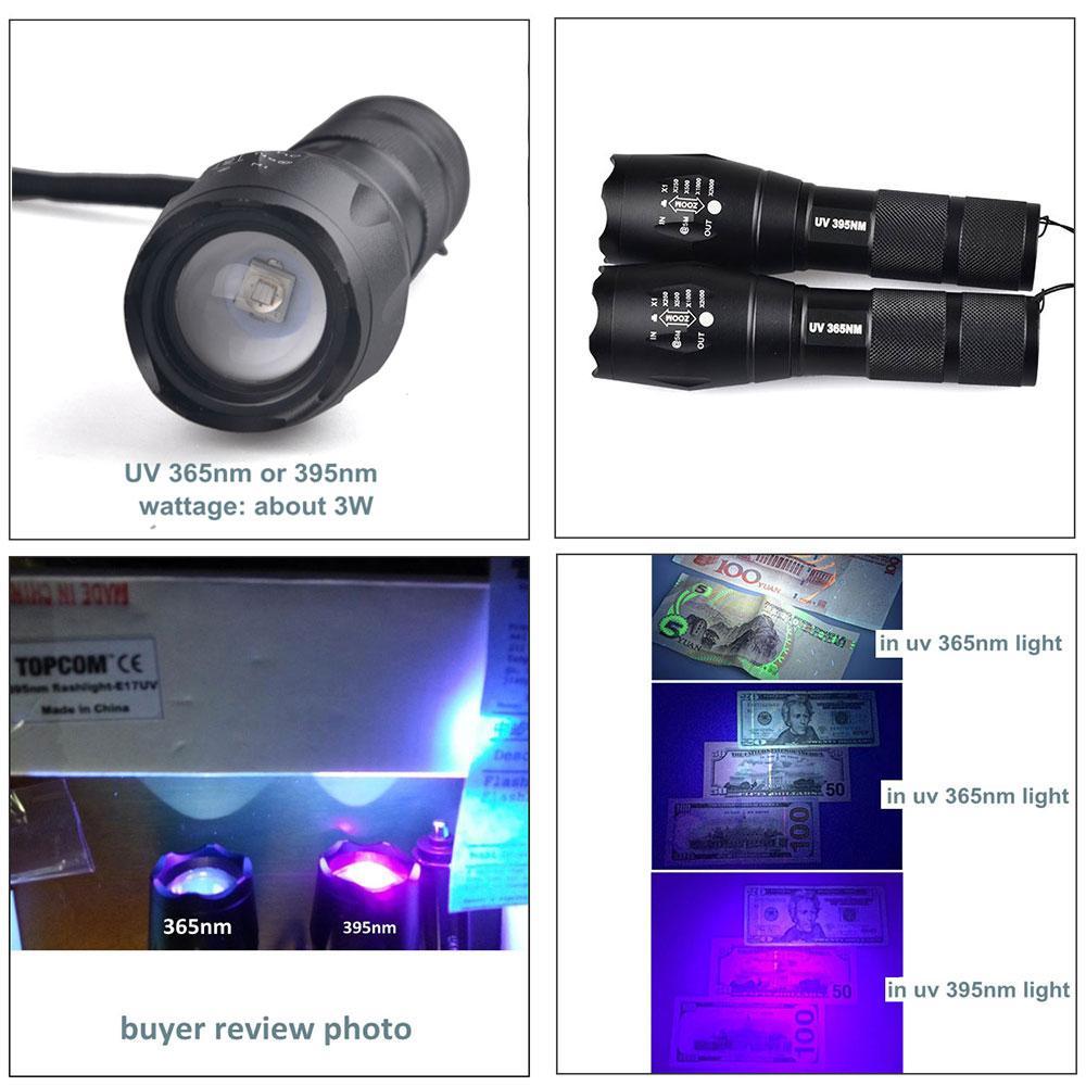 Skanto | IcoolGadget Ultraviolet 365nM 395nM 4W Power LED Aluminum Zoom UV Flashlight Lamp Black Light Torch
