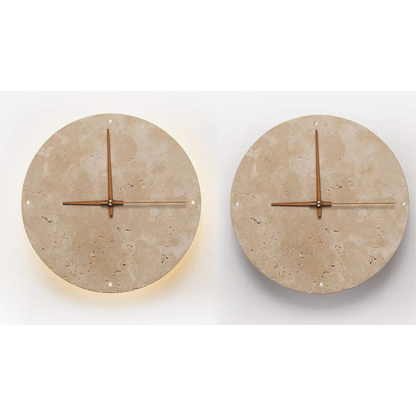 Travertine Wall Clock with LED Light – Minimalistic & Decorative | High-Quality Natural Stone Clock | Bowlift