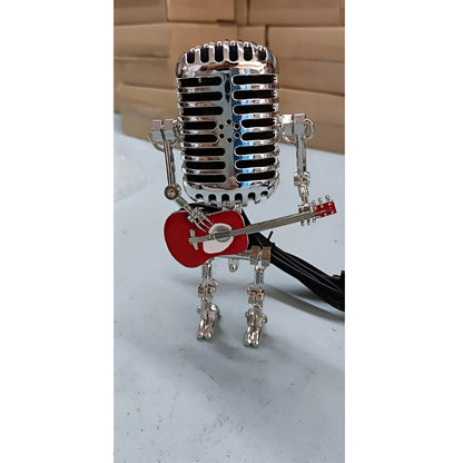 Robot lamp with guitar – Vintage-style LED decoration for the desk