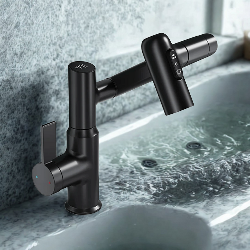 Skanto | FLOWAXIS – 360° Swivel Kitchen Faucet with Adjustable Height & Temperature Display