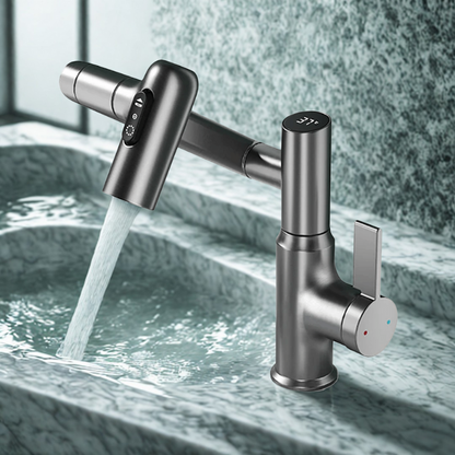 Skanto | FLOWAXIS – 360° Swivel Kitchen Faucet with Adjustable Height & Temperature Display