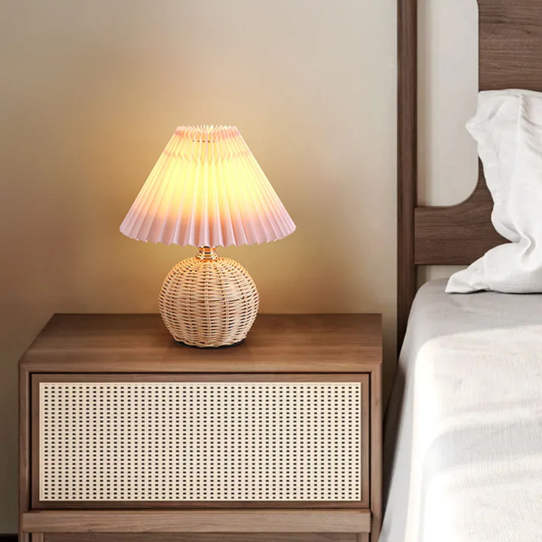 Skanto | Modern Table Lamp with White Pleated Shade