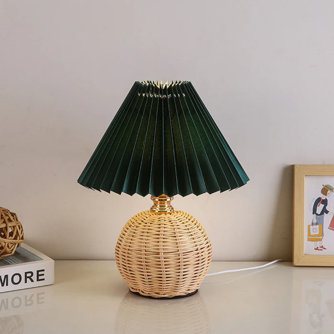 Skanto | Modern Table Lamp with White Pleated Shade