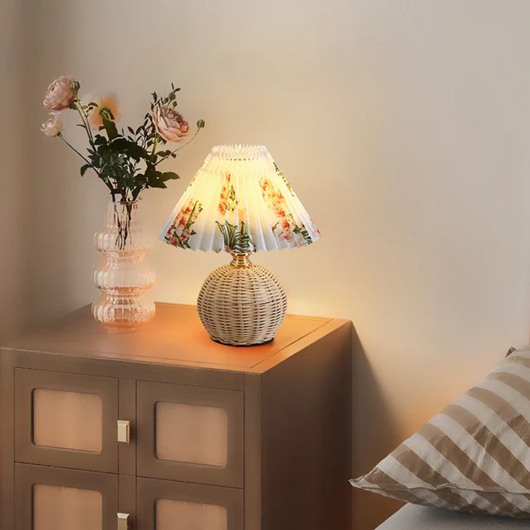 Skanto | Modern Table Lamp with White Pleated Shade