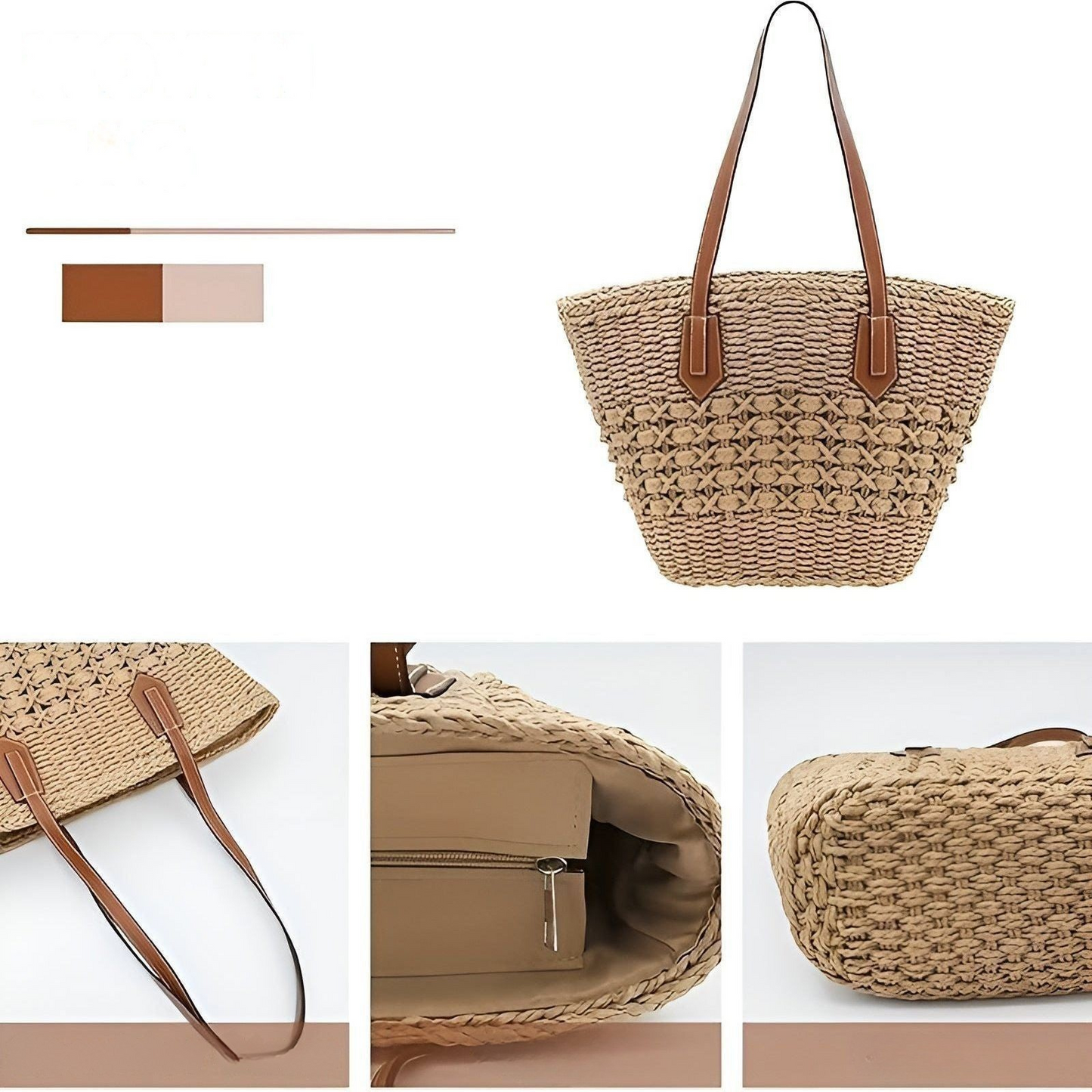 Straw Beach Bag – Large Capacity & Lightweight | Perfect for Shopping and Vacation | Skanto