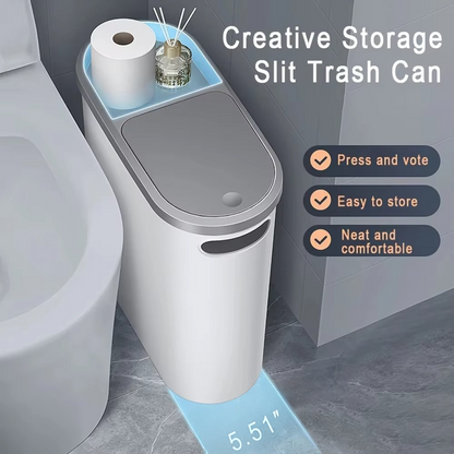 BowLift | Streamlined Space-Saving Trash Can with Easy Press-Top Lid