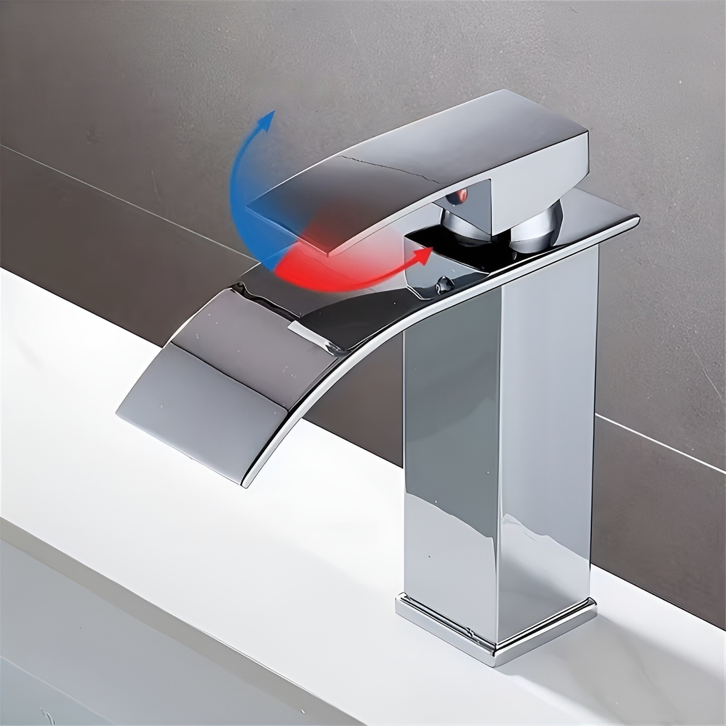 Stainless Steel Basin Faucet – Waterfall Spout with Hot and Cold Water | Single-Hole Mixer Tap in Karnzack Design for the Bathroom