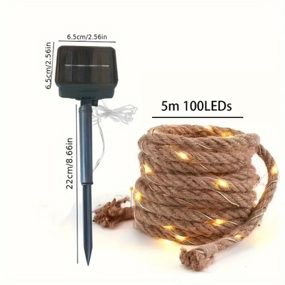 Skanto | Hemp Rope Solar Powered Lamp | Durable Outdoor Lighting for Garden and Patio