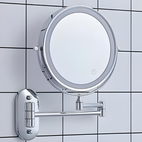 Skanto LED Magnifying Mirror | Rechargeable | Cosmetics & Bath | Chrome Silver
