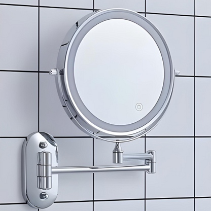Skanto LED Magnifying Mirror | Rechargeable | Cosmetics & Bath | Chrome Silver