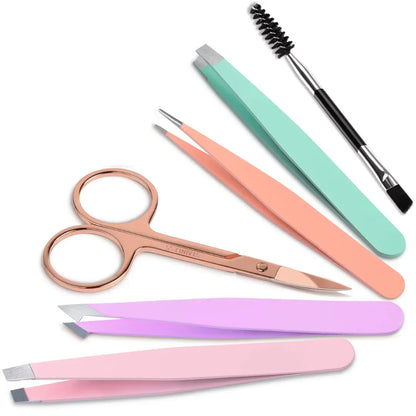 BowLift | Precision Tweezers Set – 6-piece Eyebrow Kit with Travel Case