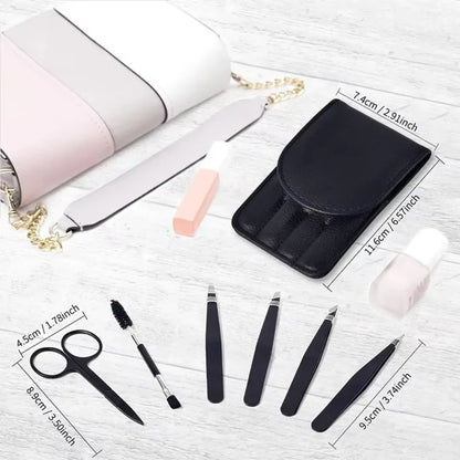 BowLift | Precision Tweezers Set – 6-piece Eyebrow Kit with Travel Case