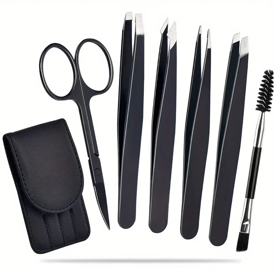 BowLift | Precision Tweezers Set – 6-piece Eyebrow Kit with Travel Case
