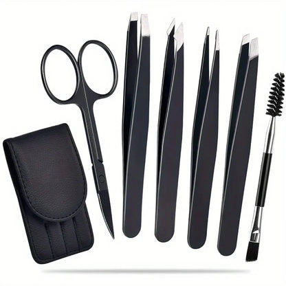 BowLift | Precision Tweezers Set – 6-piece Eyebrow Kit with Travel Case