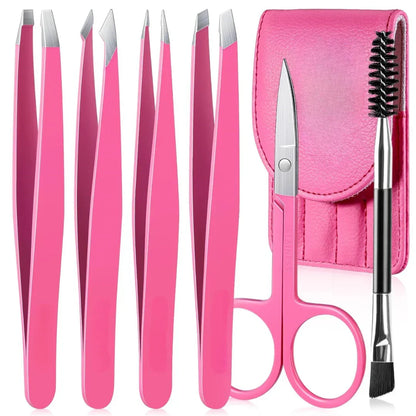 BowLift | Precision Tweezers Set – 6-piece Eyebrow Kit with Travel Case
