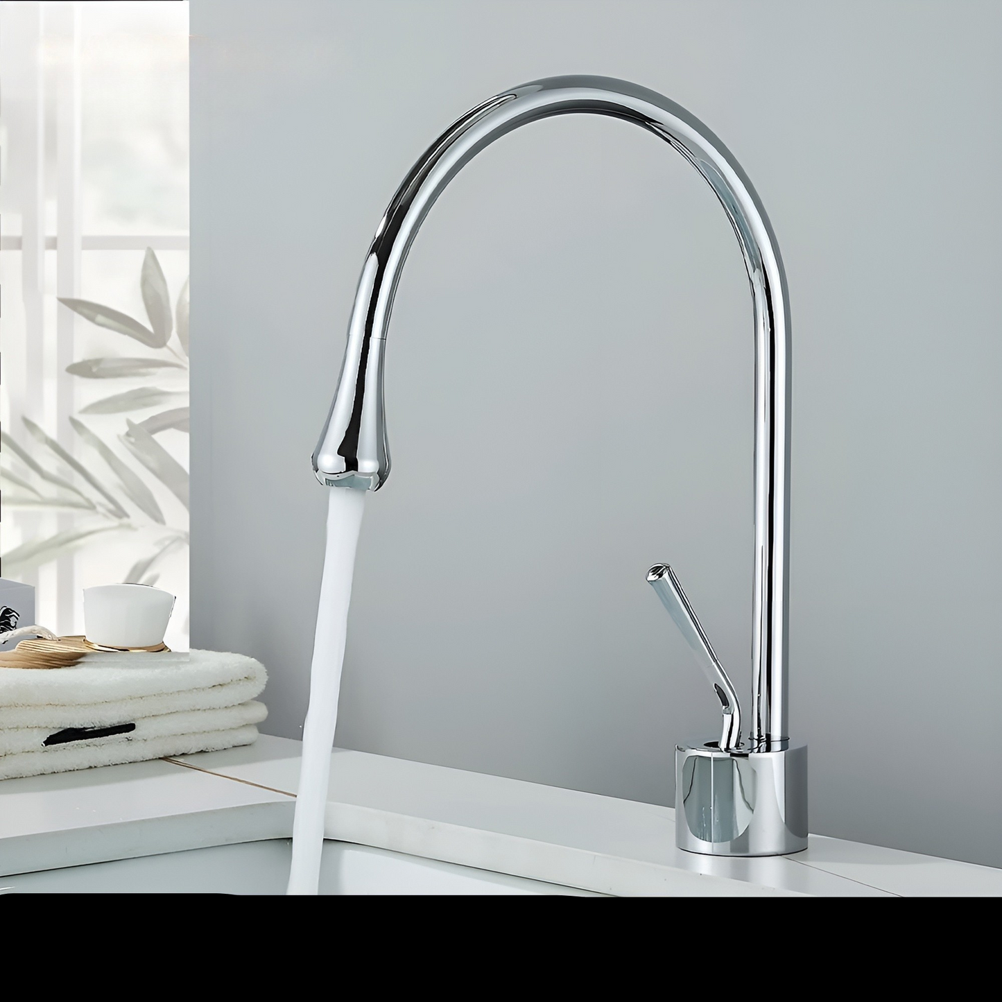 Basin mixer tap with a brushed finish – Deck-mounted tap, hot and cold mixer, brass fitting for residential use
