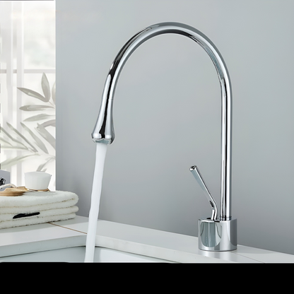 Basin mixer tap with a brushed finish – Deck-mounted tap, hot and cold mixer, brass fitting for residential use