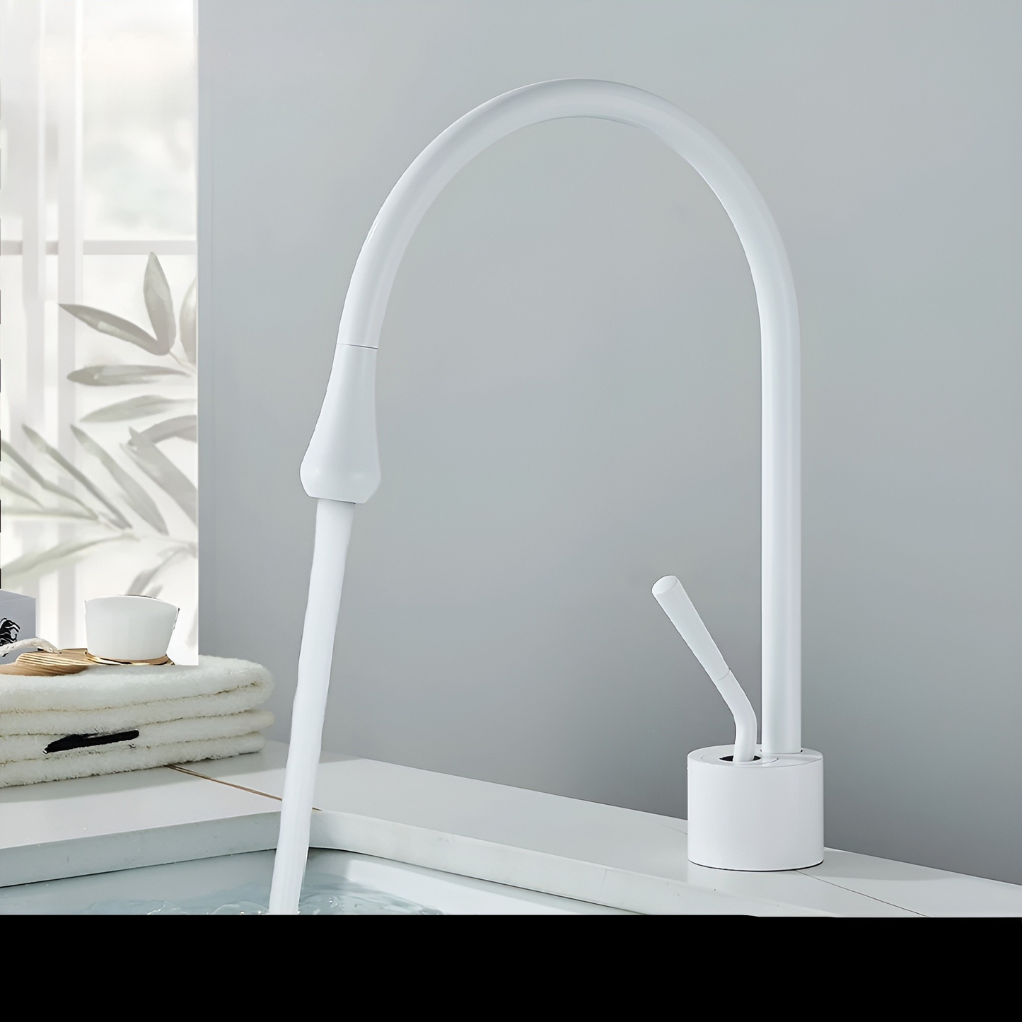 Basin mixer tap with a brushed finish – Deck-mounted tap, hot and cold mixer, brass fitting for residential use