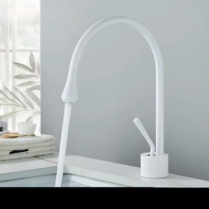 Basin mixer tap with a brushed finish – Deck-mounted tap, hot and cold mixer, brass fitting for residential use
