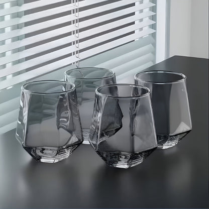 Glass Cup in Transparent Design, 4-Piece Set – Stylish and Decorative Design | 300 ml Glass Cup for Water, Juice, and Tea | Bowlift