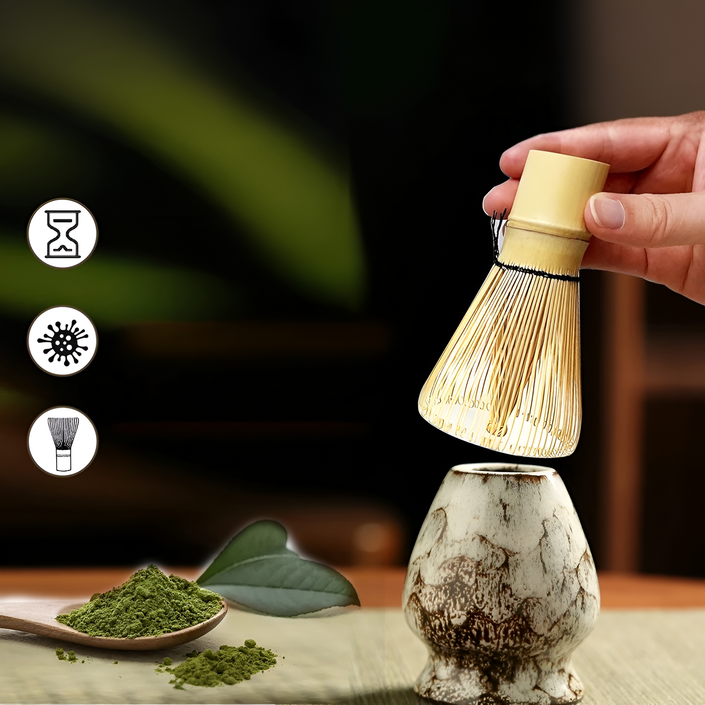 Skanto | Traditional Matcha Tea Set – 6-Piece Authentic Japanese Matcha Kit – Premium Bamboo & Ceramic