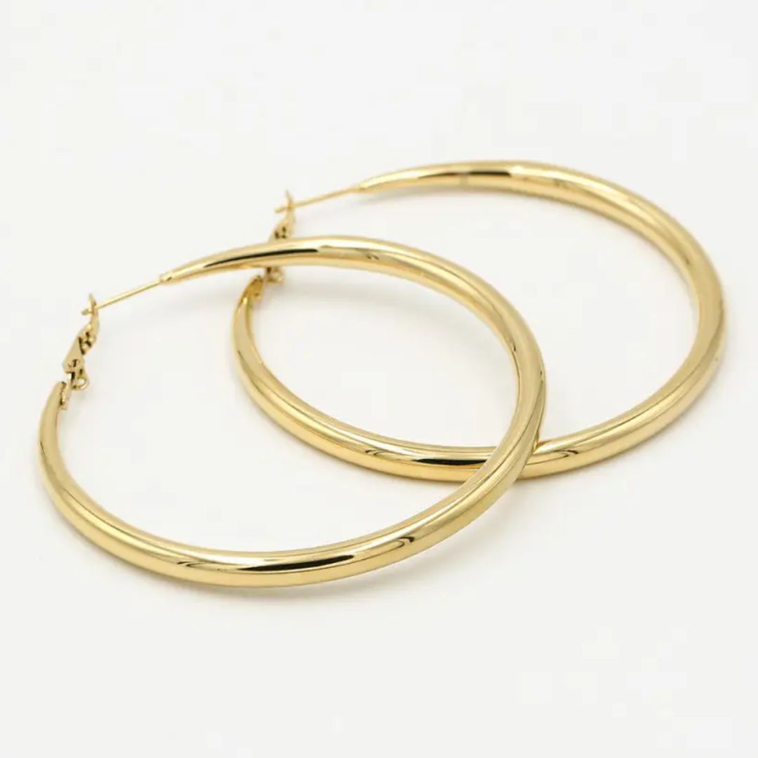 Elegant gold hoop earrings (60 mm) | Luxury accessory for a stylish look Skanto