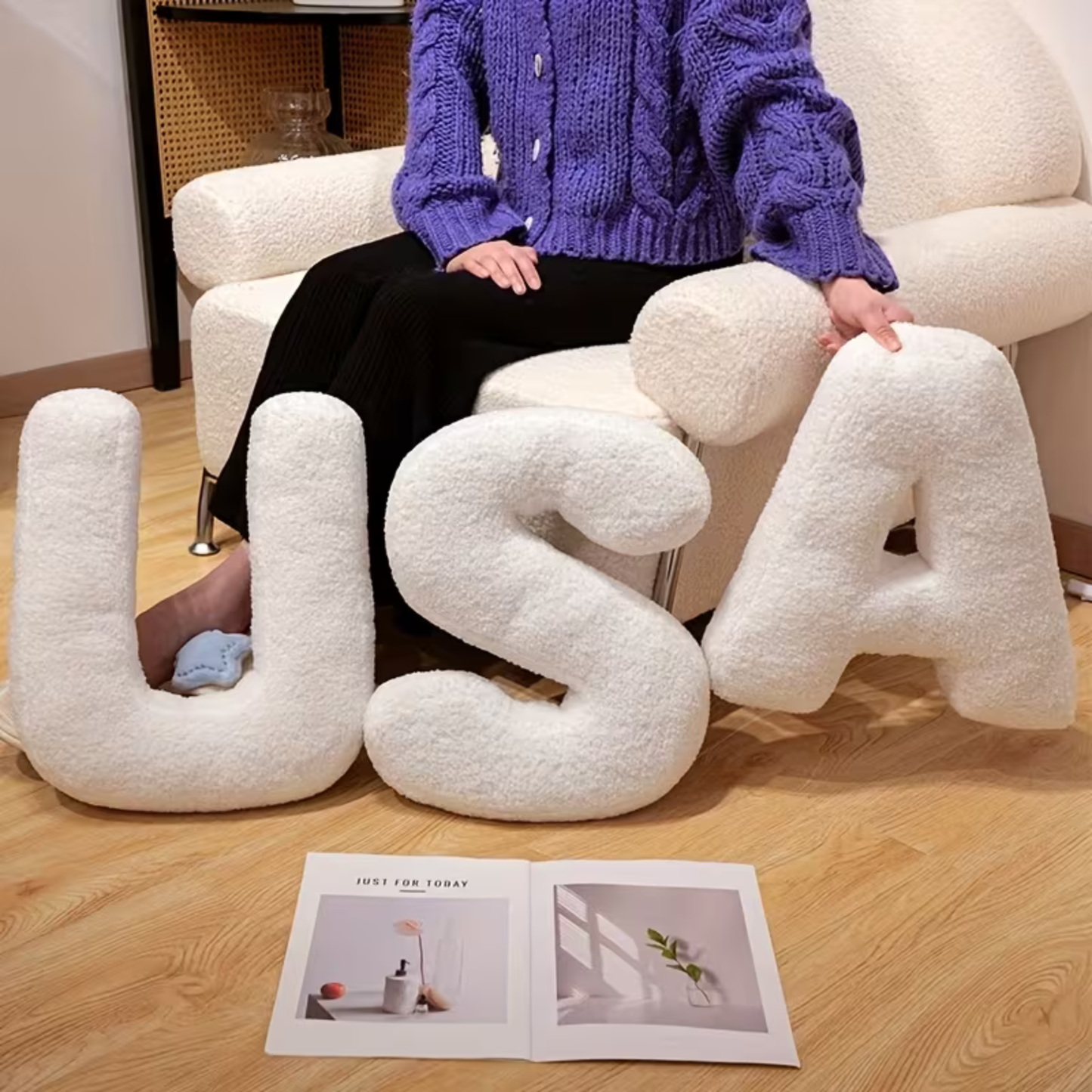 White Letter Decorative Pillow – Soft And Versatile | Creative Pillows For Your Sofa And Bed | Bowlift