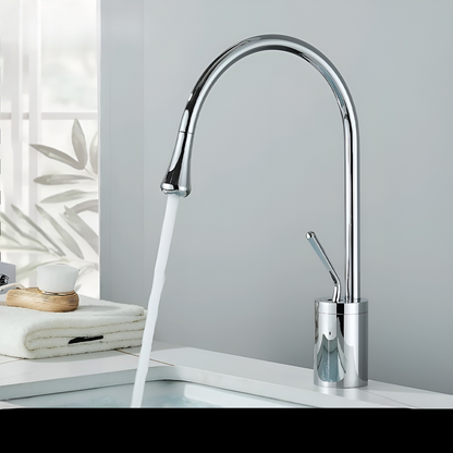Basin mixer tap with a brushed finish – Deck-mounted tap, hot and cold mixer, brass fitting for residential use