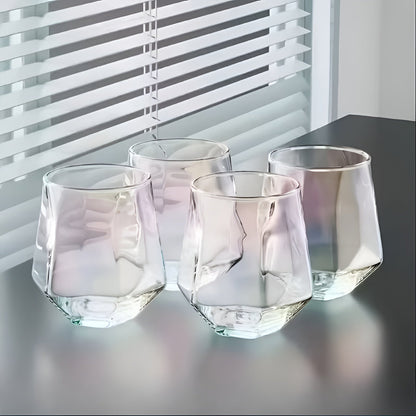 Glass Cup in Transparent Design, 4-Piece Set – Stylish and Decorative Design | 300 ml Glass Cup for Water, Juice, and Tea | Skanto