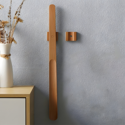 Long Wooden Shoe Horn with Magnet and Wall Holder 55 cm | Bowlift