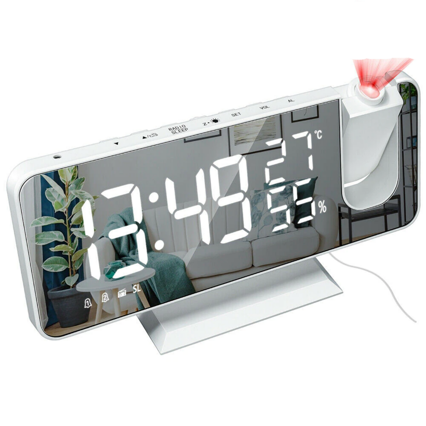 BowLift | Eindhoven Astronatic | The Best Alarm Clock with LED Screen - 180° Projector - USB Charger