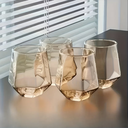 Glass Cup in Transparent Design, 4-Piece Set – Stylish and Decorative Design | 300 ml Glass Cup for Water, Juice, and Tea | Bowlift