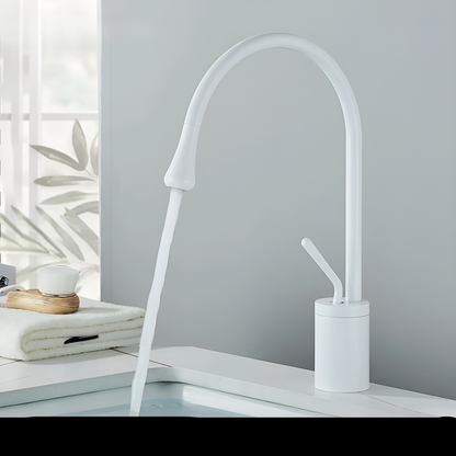 Basin mixer tap with a brushed finish – Deck-mounted tap, hot and cold mixer, brass fitting for residential use