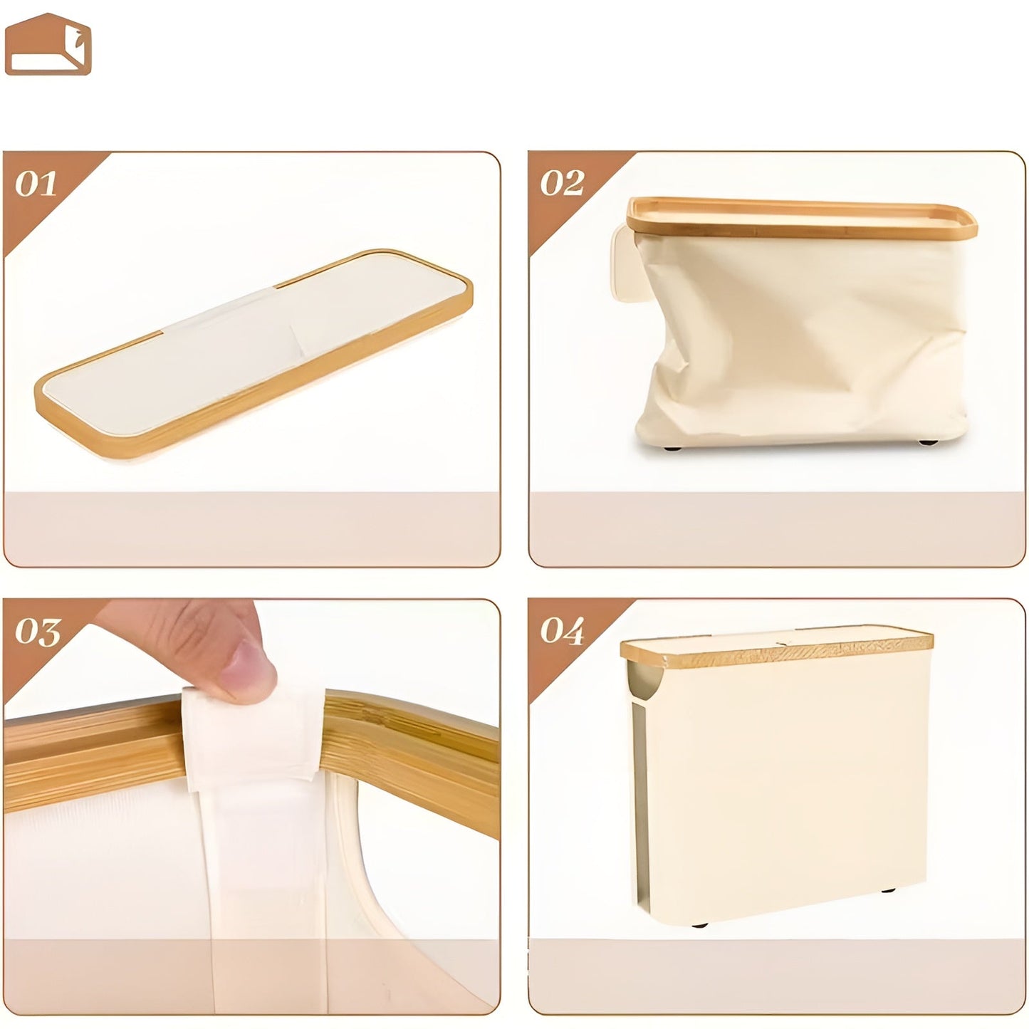 Large Toilet Paper Holder with Lid – Space-Saving and Foldable | Wood Frame for Bathroom and Toilet | Skanto