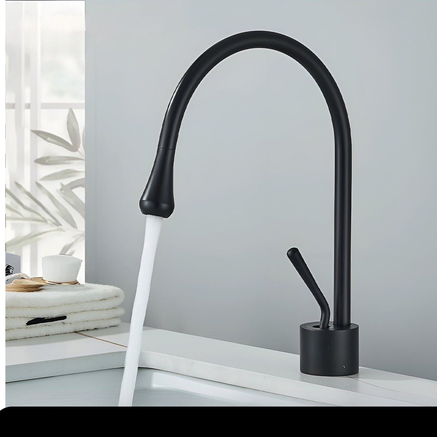 Basin mixer tap with a brushed finish – Deck-mounted tap, hot and cold mixer, brass fitting for residential use