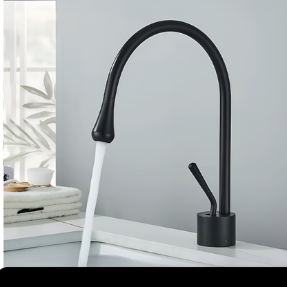 Basin mixer tap with a brushed finish – Deck-mounted tap, hot and cold mixer, brass fitting for residential use