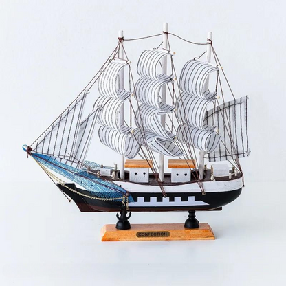 BowLift | Royaleva Nordic Wood Sailboat Sculpture - LED illuminated decorative piece, battery-operated