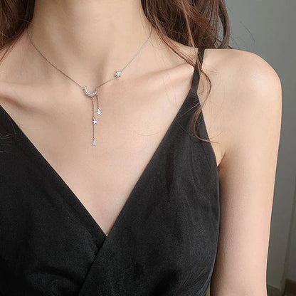 BowLift | Crescent Moon Dangling Star Necklace