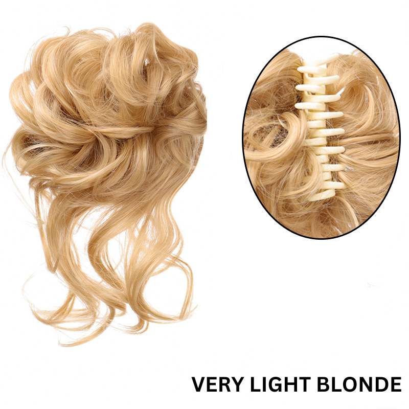 Messy Bun Hair Wavy Curly with Claw Clip Super Natural Look Kalsten