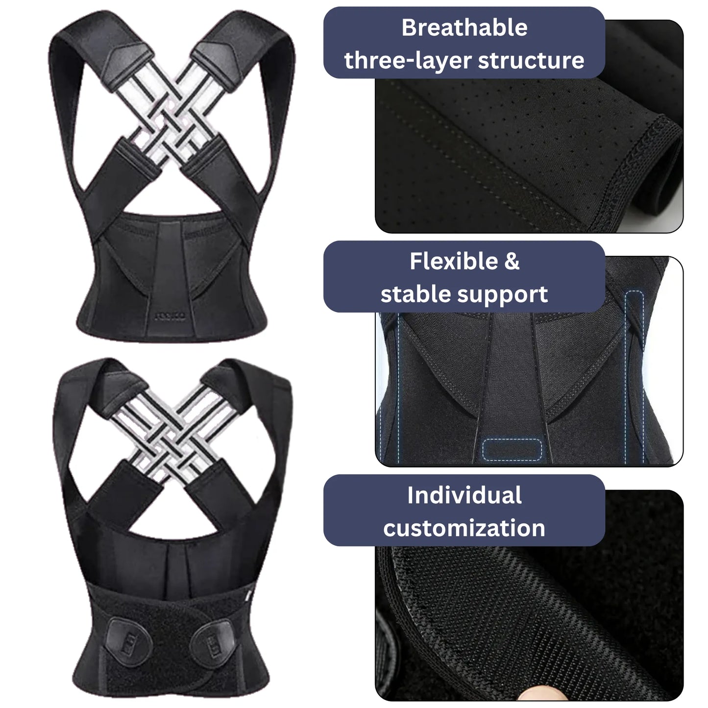 Skanto | Back Support & Posture Corrector | Adjustable, Comfortable & Ideal for Improving Confidence & Posture