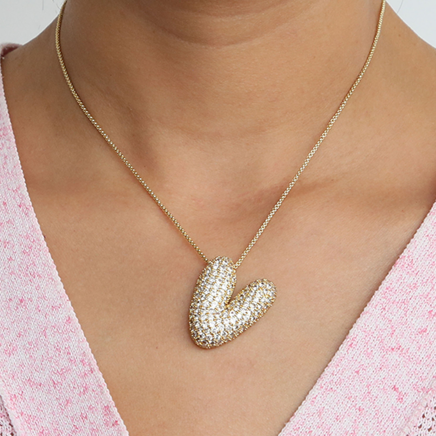 BowLift | Chunky Bubble Diamond Dazzle Initial Necklaces