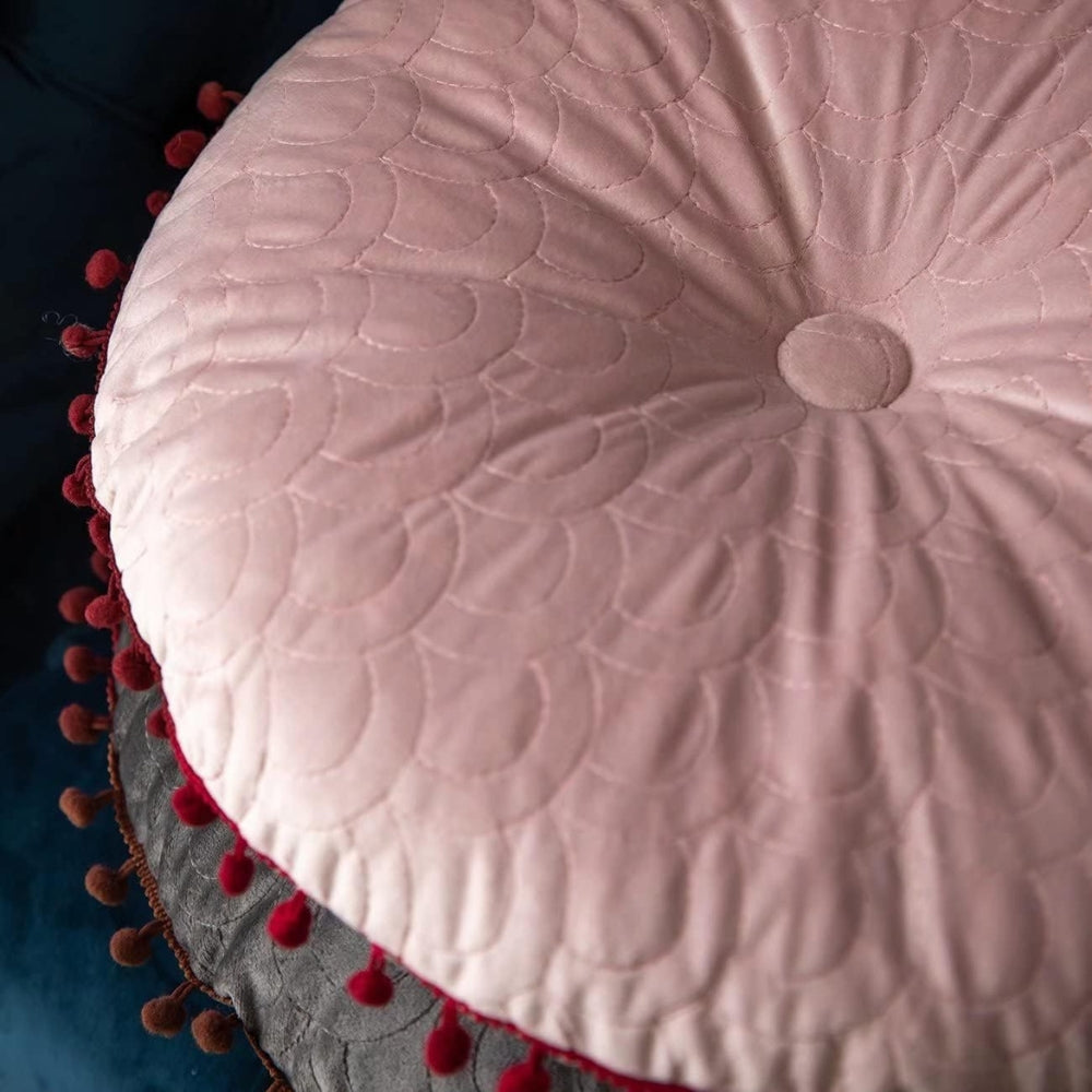 BowLift | Veloura Round Vintage Quilted Ottoman Cushion Pad
