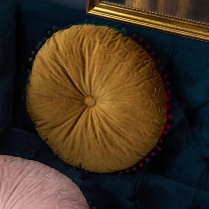 BowLift | Veloura Round Vintage Quilted Ottoman Cushion Pad