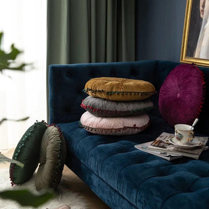 BowLift | Veloura Round Vintage Quilted Ottoman Cushion Pad