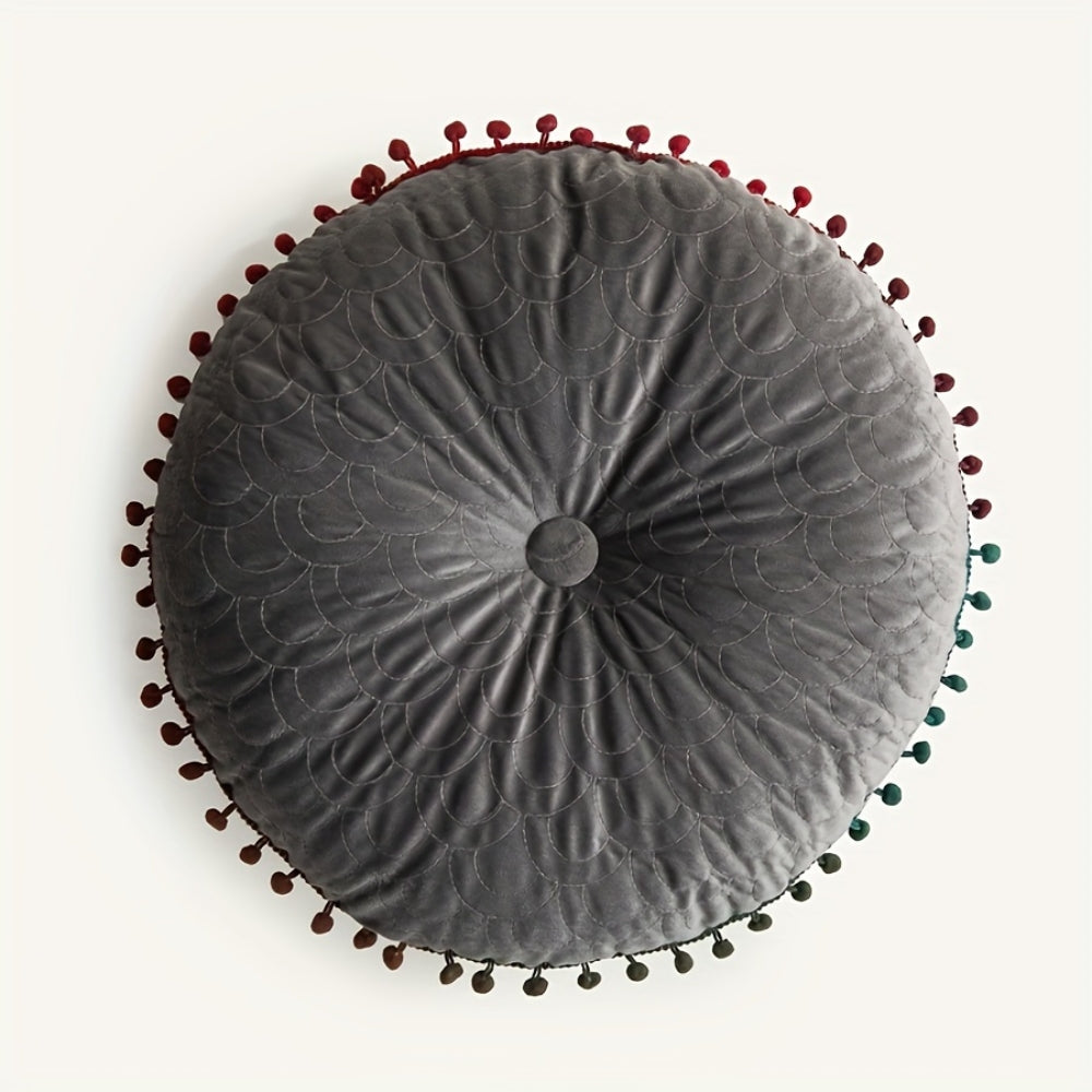 BowLift | Veloura Round Vintage Quilted Ottoman Cushion Pad