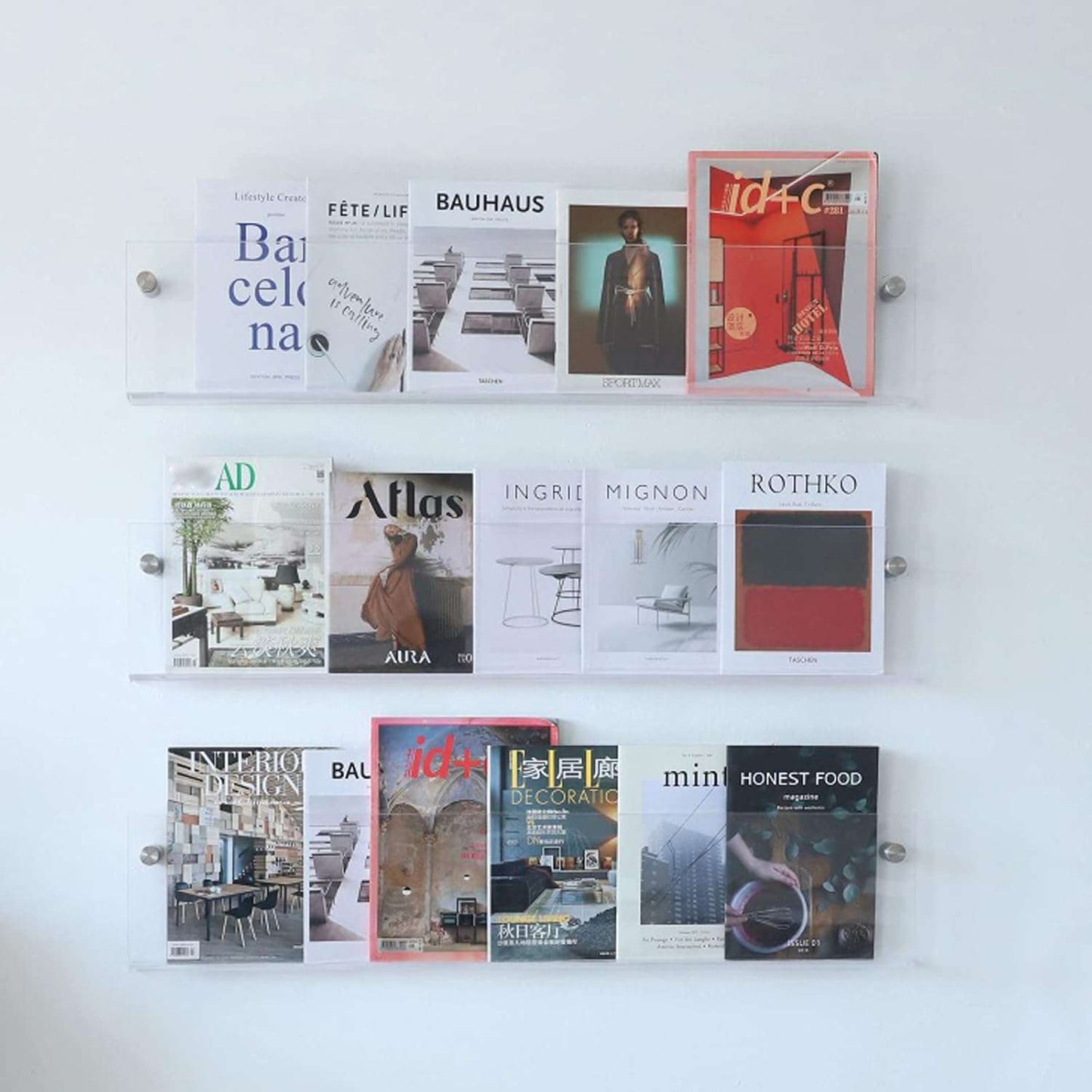 Acrylic Wall-mounted Floating Magazine Rack