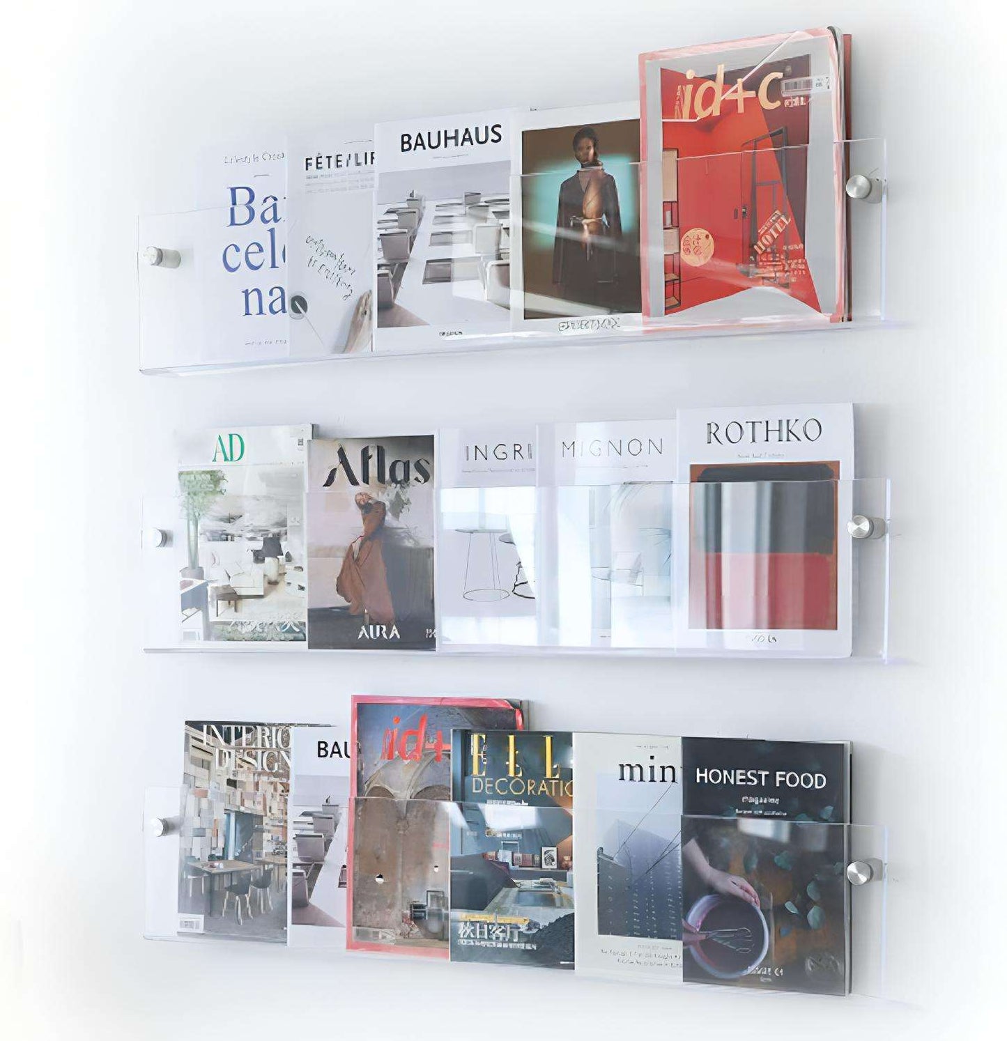 Acrylic Wall-mounted Floating Magazine Rack