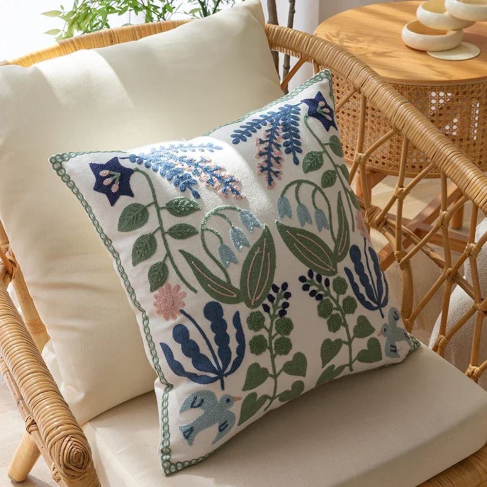 BowLift | Vintage Botanical Embroidery Cushion Cover