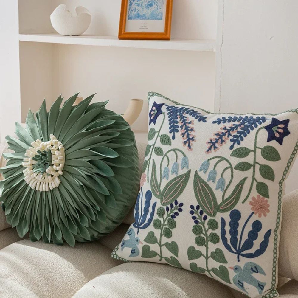 BowLift | Vintage Botanical Embroidery Cushion Cover